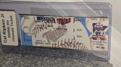 Cal Ripken Jr. Baltimore Orioles 3000th Hit Full Ticket vs