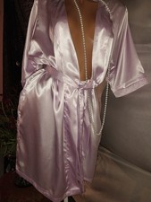 VTG SATIN POWDER PINK LILAC SHINY ROBE OSFM 44/46"