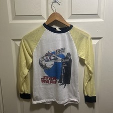 Vintage 1980s Star Wars Empire Strikes Back Earth Vader Kids Long Sleeve Shirt