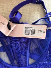 AGENT PROVOCATEUR NWT COBALT BLUE ROZLYN SET LACE BRA & SILK BRIEF RRP AU$600