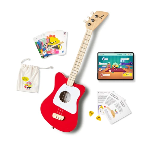 Loog Mini Acoustic kids Guitar for Beginners 3-strings Ages 3+ Learning app a...