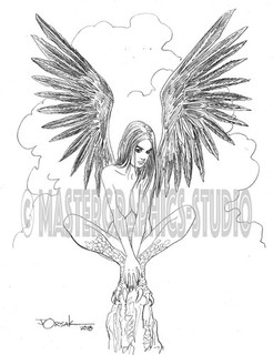Sexy HARPY WOMAN original fantasy pin up art by JOE ORSAK