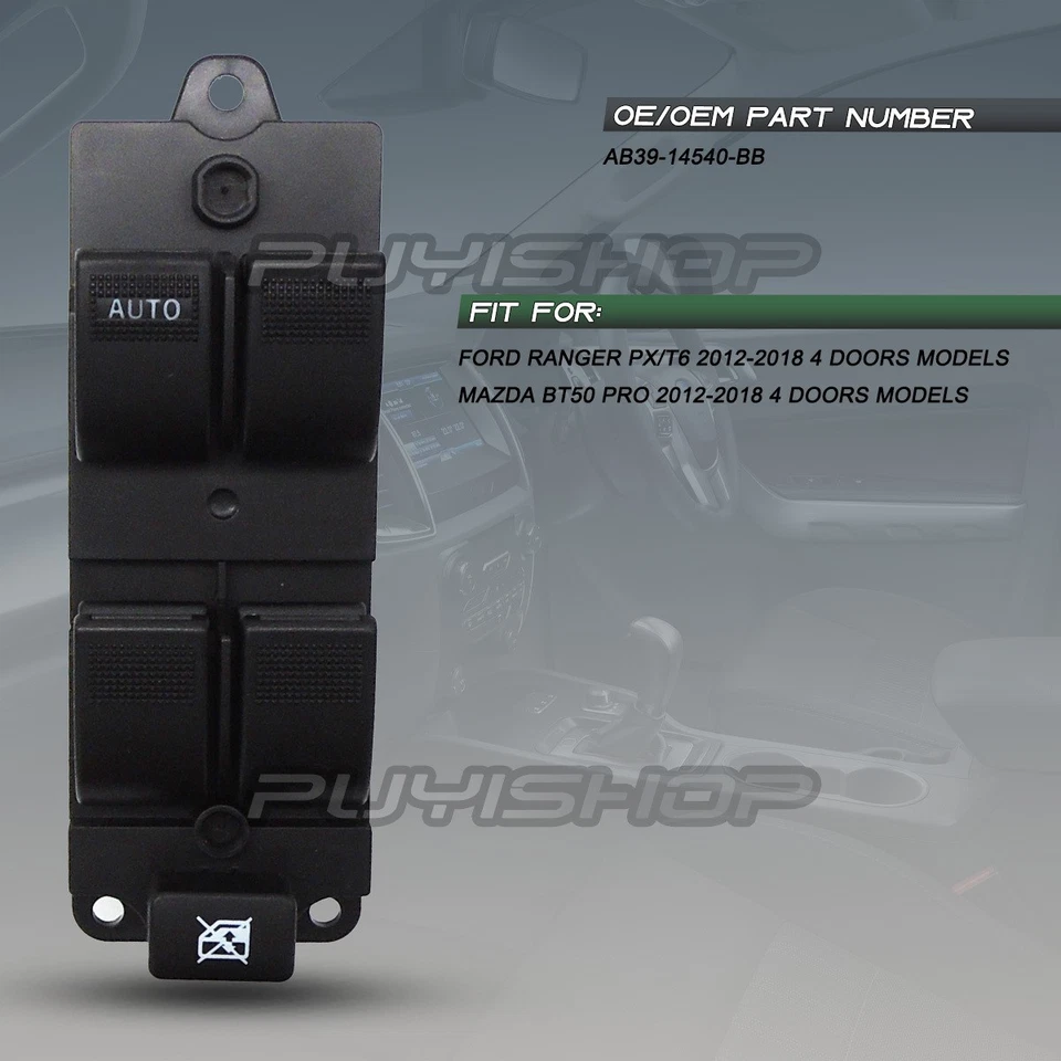 Interruptor de control de ventana para Ford Ranger PX/T6 Mazda BT-50 4 puertas 12-18 lado del conductor Foto 3 de 4