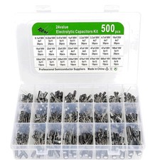 24 Values 500pcs Electrolytic Capacitor Kits 0.1uF-1000uF 10V 16V 25V 50V Plu...