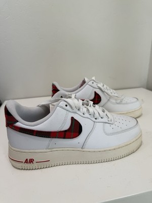 Nike Air Force 1  07 LV8 White University Red Plaid  Women s Size 8 DV0789 100