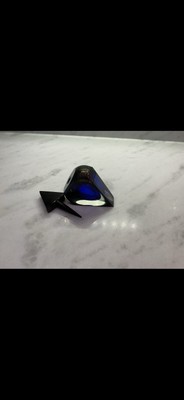 Correia Art Glass Iridescent Cobalt Blue Clear Perfume Bottle Signed Limited Ed