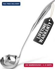 Zulay Kitchen Stainless Steel Soup Ladle - 13" Large Ladle for Soups, Stews & Sa