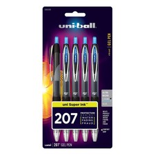 Uni-Ball Signo 207 Gel Pen 5 Pack, 0.38mm Ultra Micro Blue Pens, Gel Ink Pens...