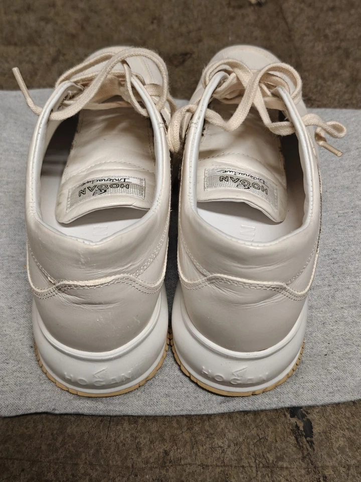 Zapatillas deportivas Hogan interactivas de cuero blanco marfil con lentejuelas para mujer EE. UU. 5,5 UE 35,5 Foto 4 de 4