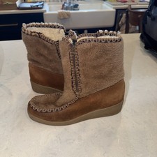 Vintage 70s Snowland Boots Women Sz 9 Brown Boots Snow Winter Faux Shearling Fur