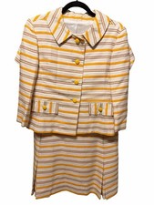 Vintage 1960s Two-Piece Striped Mod Shift Dress and Jacket Set