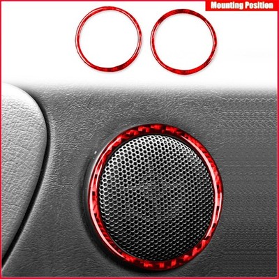 Red Carbon Fiber Door Speaker Ring Trim 2PCS For Acura Integra 1994-2001