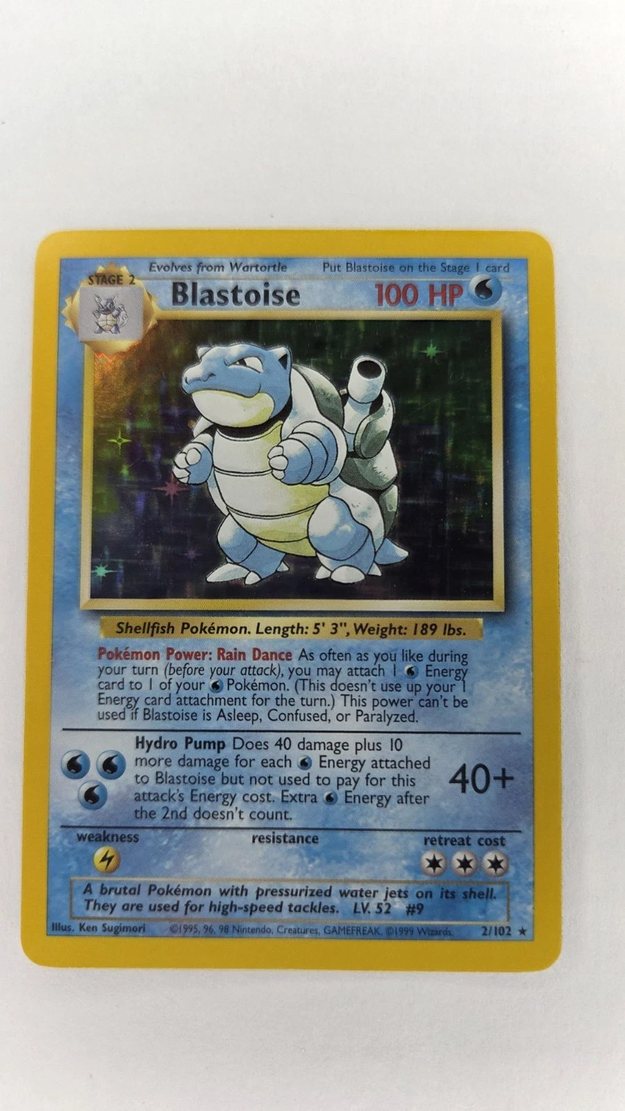1999 Pokemon Base Set Blastoise Holo 2/102 Unlimited WOTC Vintage - LP