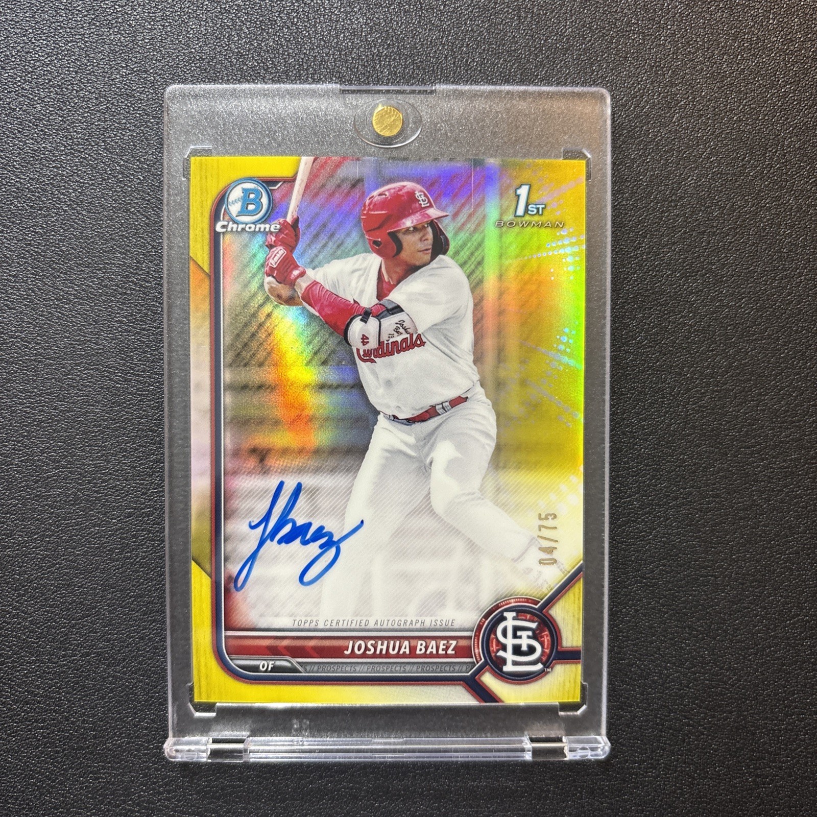 2022 Bowman Chrome Joshua Baez Yellow Refractor 1st Bowman Chrome Auto SP #4/75