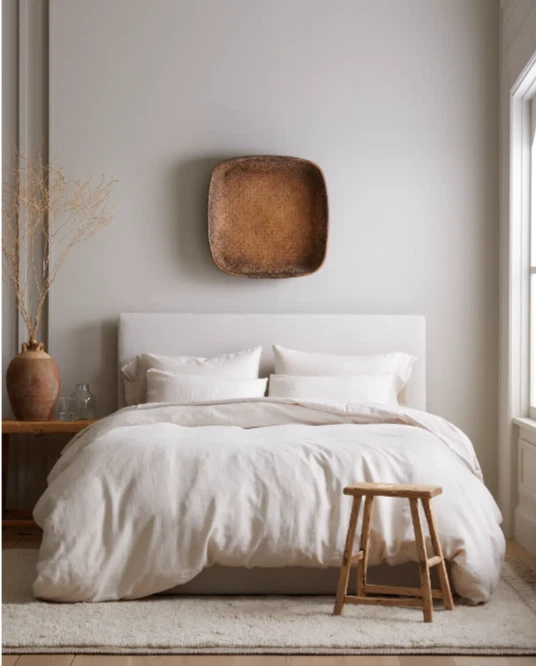 CONJUNTO COMPLETO DE CAPA DE EDREDOM DE LINHO QUINCE QUEEN 2 FRONHAS AREIA LINHO EUROPEU NOVO SEM ETIQUETAS - Imagem 3 de 4