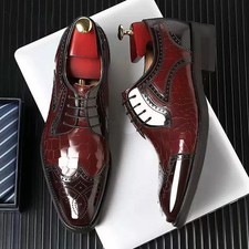 Men's Brogue Cap-Toe Lace-Up Oxford Casual Dress Shoes Elegance Formal shoes US