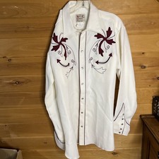 Vintage H Bar C Western Pearl Snap Shirt Mens 16.5 USA Ranchwear cowboy70s