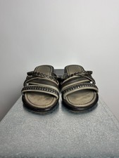 alfredoBANNISTER Studded Grey Leather Sandals Grey with gunmetal studs