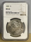 1888 MORGAN SILVER DOLLAR NGC MS 64