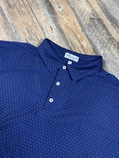 Peter Millar Polo Shirt Men's 2XL Blue Geometric Summer Comfort Stretch Golf