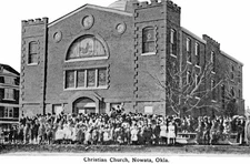 Nowata, Oklahoma ~ Christian Church Building ~ People ~ Postcard COPY #10876