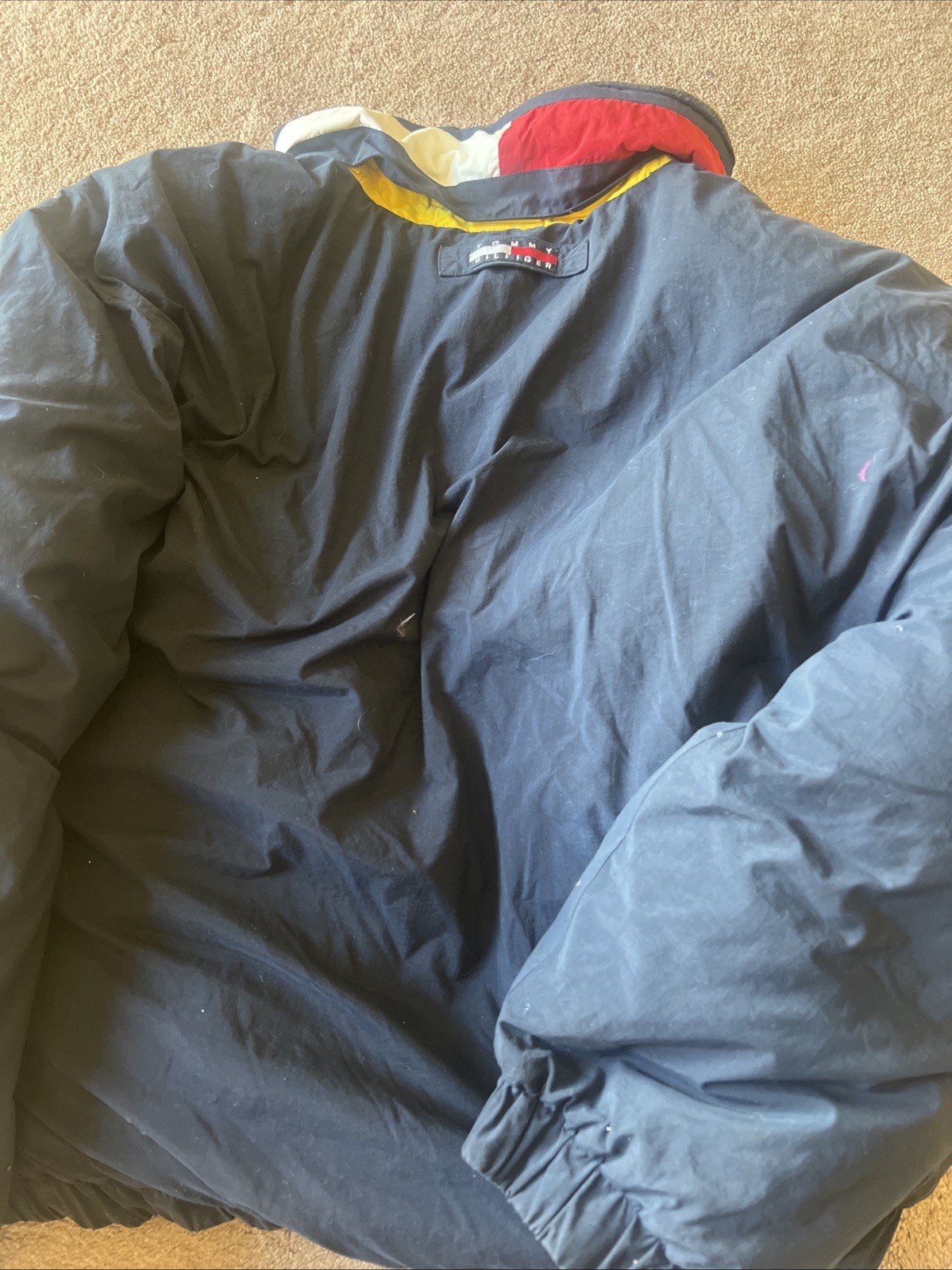 Vintage 90’s Tommy Hilfiger Puffer Jacket Men’s XL Down Fill Logo Hip Hop Y2K thumbnail 12