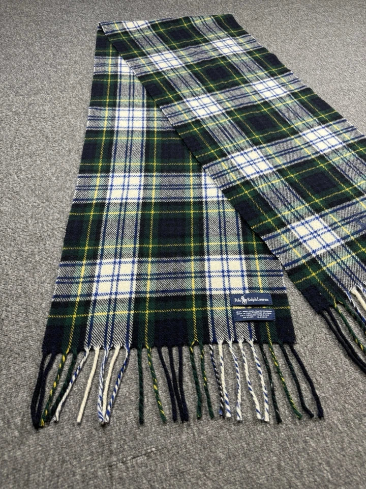 Polo Ralph Lauren Scarf Lambs Wool Green Plaid Designer Italy - Image 2 of 4