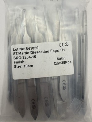 25 Stück St. Martin Präparierzange gezahnt 10 cm. Neu