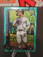 2025 Topps Chrome Update Adael Amador RC Debut Aqua Ray Wave Refractor 99/199