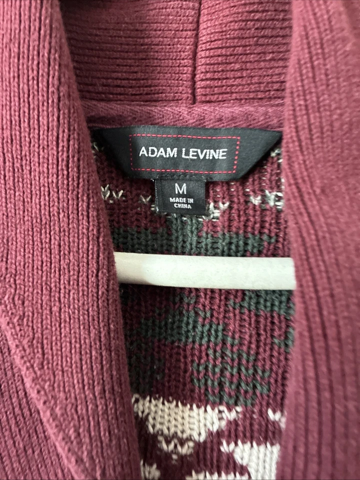 Suéter masculino Adam Levine médio borgonha com designs - Imagem 2 de 3