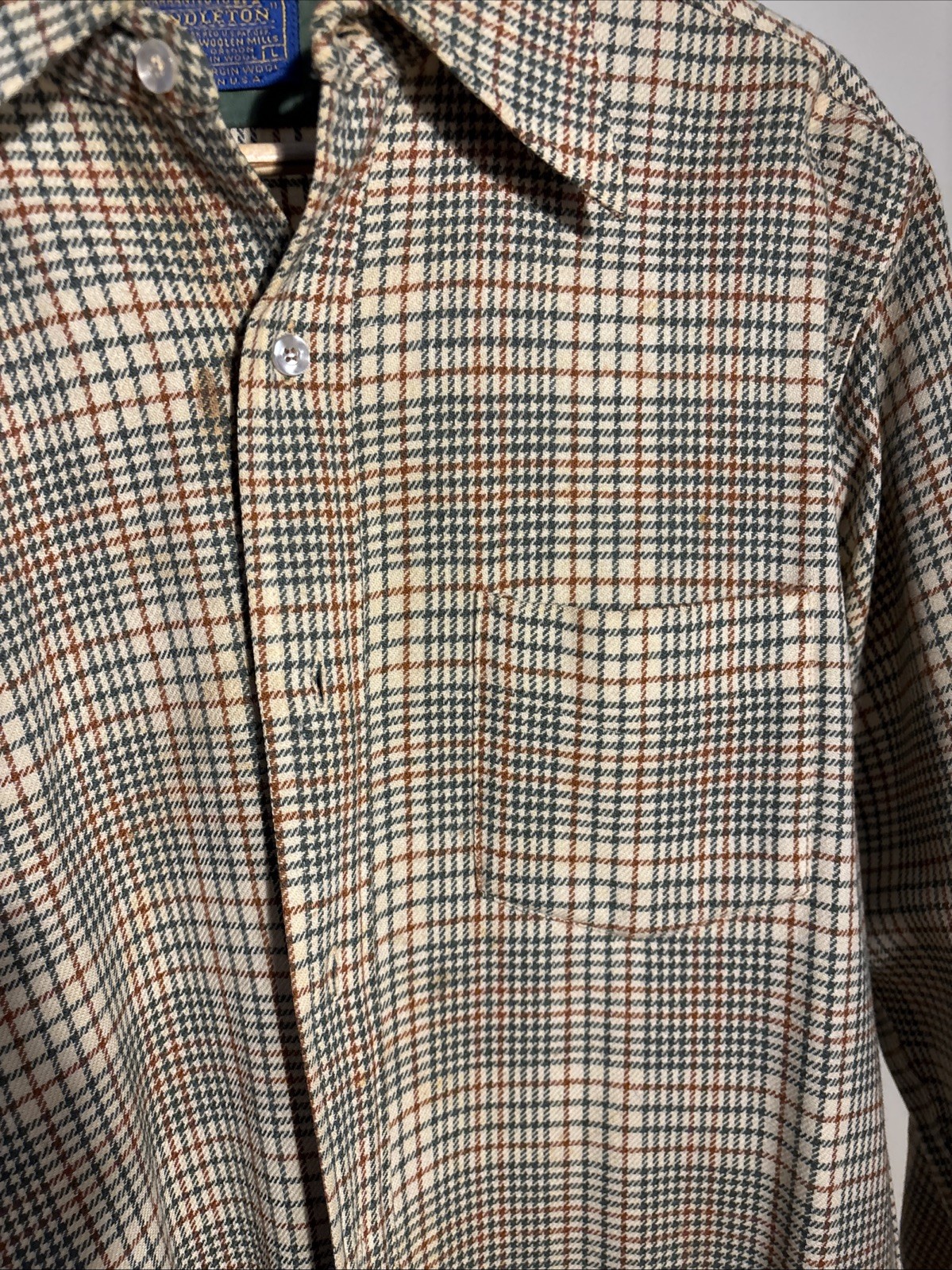 Flawed 70s Wool Pendleton Mens Button Down Vintag… - image 4
