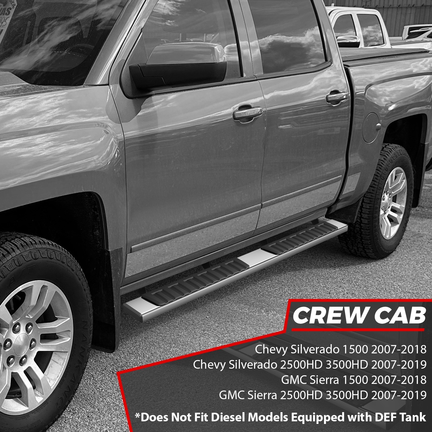 6.69" Step Bar Running Boards for 2007-2019 Chevy Silverado GMC Sierra Crew Cab