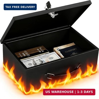 KYODOLED Fireproof Document Box with Key Lock, Small Lock Boxes for Personal Ite