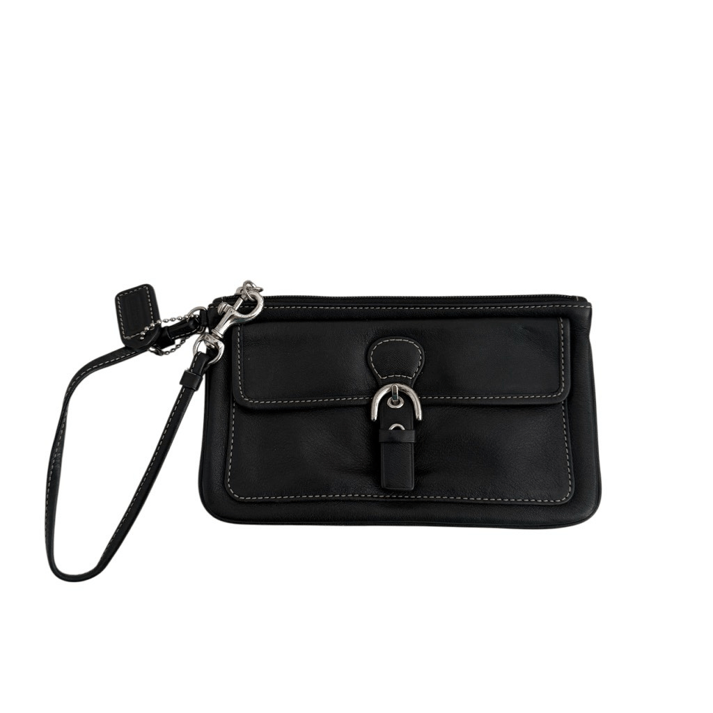 Coach Black & Silver Wristlet with Stylish Accents