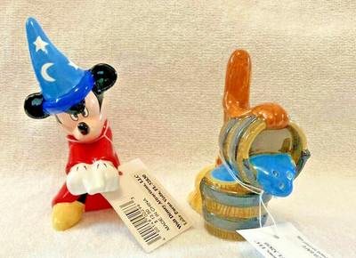 DISNEY FANTASIA  MICKEY SORCERER'S APPRENTICE SALT/PEPPER SHAKERS 4'' NEW w/TAGS