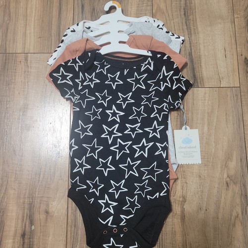 Cloud Island 4 pack Short Sleeve Bodysuit 100%Cotton Stars Hearts 12 Months