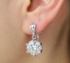 Hoop Womens Earrings 2CT Round Cut Simulated Diamond 14K White Gold Plated