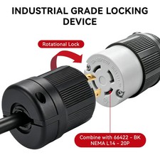 Industrial L14-20P Locking Plug 20A 125/250V Heavy Duty Generator Connector