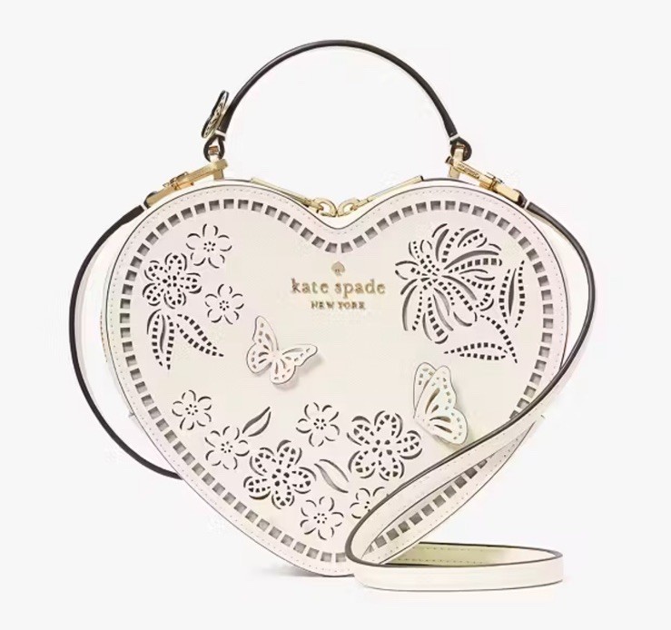Kate Spade Love Shack Heart Garden Butterfly Top Handle Crossbody Bag  Meringue