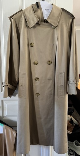 Burberry Vintage Beige Cotton Blend Check Trench Coat 38 Short with wool liner