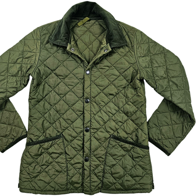HOT Men's BARBOUR @ LIDDESDALE QUILTED CORDUROY Collar OLIVE GREEN