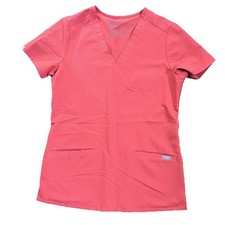 FIGS Casma Three-Pocket Top Rust Orange Scrub V-Neck Top Women's XXS Medical