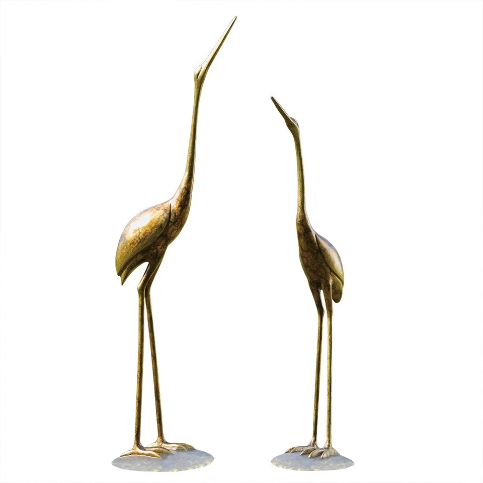 Par de grúas estatua aluminio hogar y jardín decorativo coleccionable Foto 2 de 2