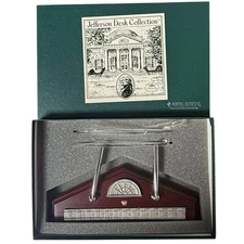 Vintage Thomas Jefferson Monticello  Stieff  Pewter Pen Pencil Desk Set Holder