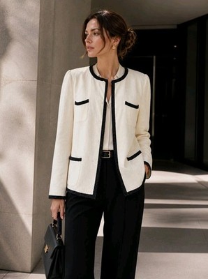 Giorgio Armani Collezioni Italy Textured Jacket Career Chic Silk Blend Womens 14