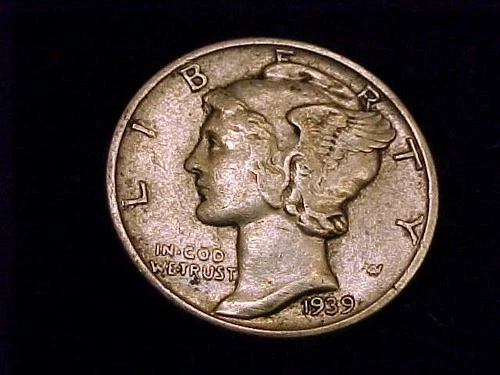 1939-P  Mercury Dime,  a Very  Fine Grade coin.