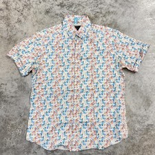 Robert Graham Shirt Mens Large Tailored Fit Cocktail Print Modern Americana