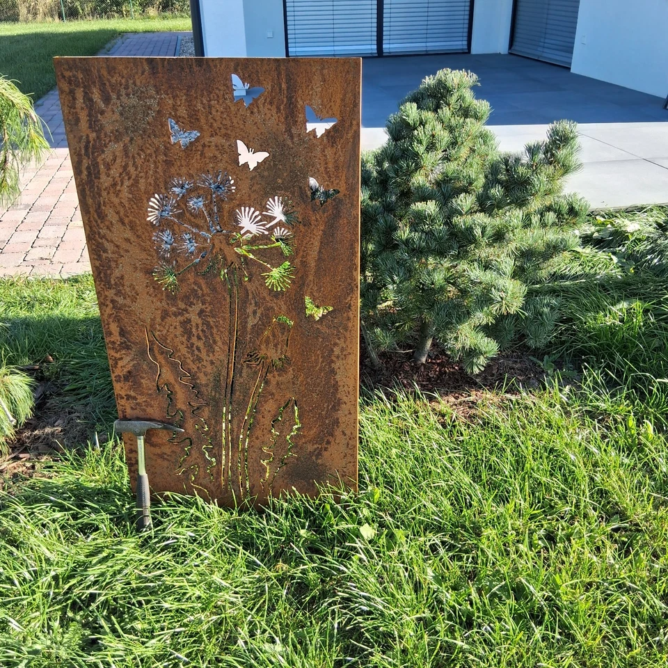 Gartenschild Sichtschutz Gartenstecker Edelrost Gartendeko Stele Windschutz - Bild 2 von 3