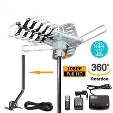 150miles TV Antenna Amplified Outdoor HD 1080P Digital Signal UHF VHF with Pole