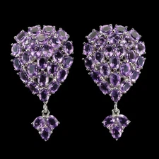 925 Sterling Silver Earrings Oval Amethyst Jewelry Natural Gemstone Jewelry